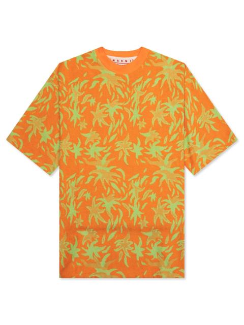 Marni MARNI X NO VACANCY INN JACQUARD T-SHIRT - CARROT