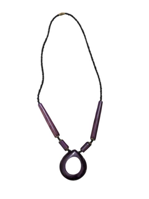 Other Designers Japanese Brand - PURPLE BEADED NECKLACE & LARGE PENDANT OF TAGUA NUT/WOOD