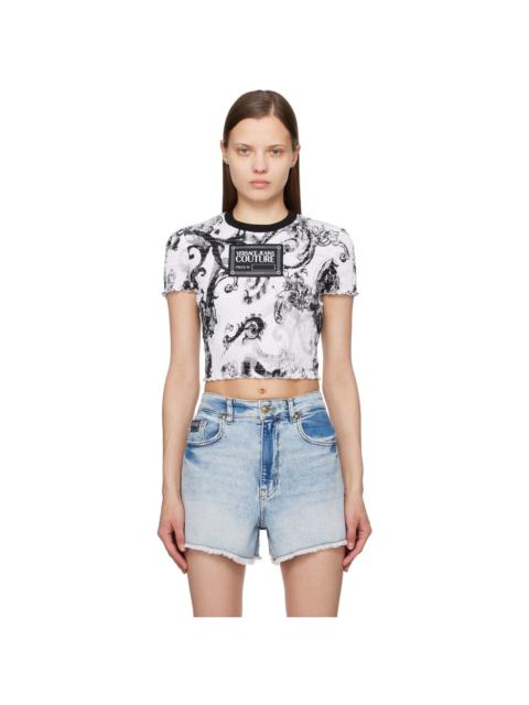 VERSACE JEANS COUTURE White & Black Watercolor Couture T-Shirt