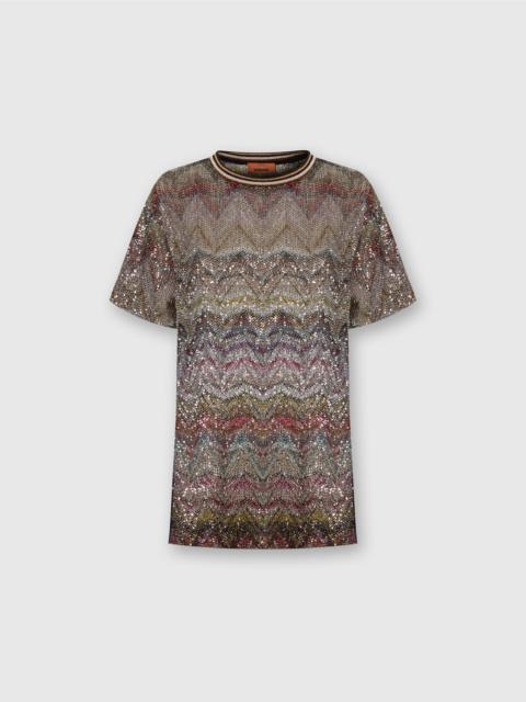 Missoni Short Sleeve T-Shirt with Zigzag and Sequins