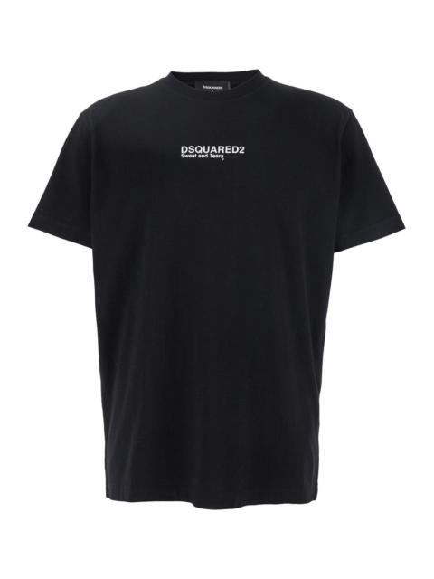 Dsquared2 Men 'Cool Fit Tee' Black T-Shirt With Logo Print On The Front In Cotton Man