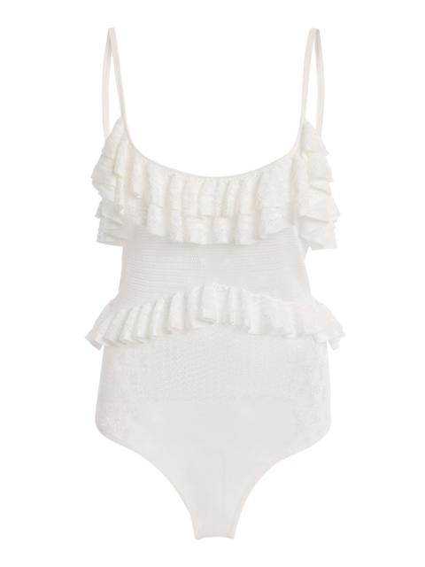 ULLA JOHNSON Bania Ruffled Bodysuit white