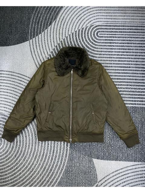 Other Designers Vintage Edwin Olive Green Faux Fur Collar Bomber Jacket