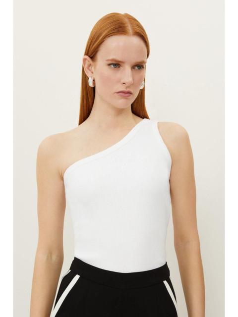 KAREN MILLEN Compact Jersey Rib Asymmetrical Top
