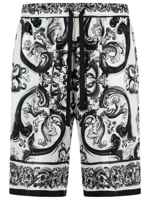 Dolce & Gabbana Dolce & Gabbana 'Maiolica' Black Silk Bermuda Shorts Men