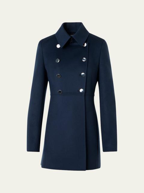 AKRIS Iva Double-Breasted Wool Redingote Coat