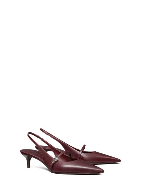 TORY BURCH Tory Burch Double T Buckle Slingback Mary Jane Kitten Heel Pump in Dark Carmine /Dark Carmine at Nor