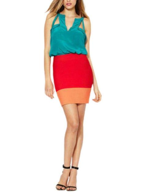Other Designers Joelle Colorblock Bodycon Mini Skirt
