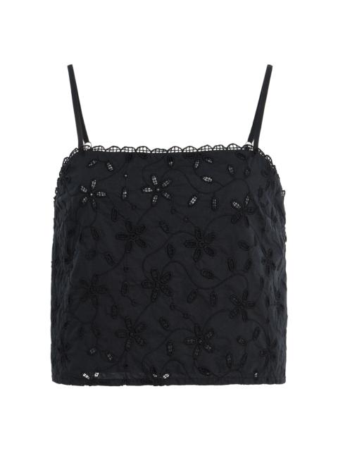 POSSE Salma Eyelet Cotton Top black