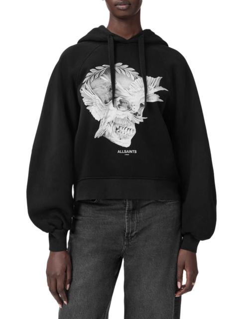 ALLSAINTS AllSaints Mystère Back Zip Graphic Hoodie in Black at Nordstrom