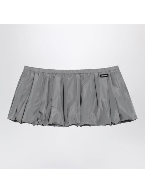 Miu Miu Miu Miu Pleated Balloon Tec Canvas Miniskirt In Lead Grey Women