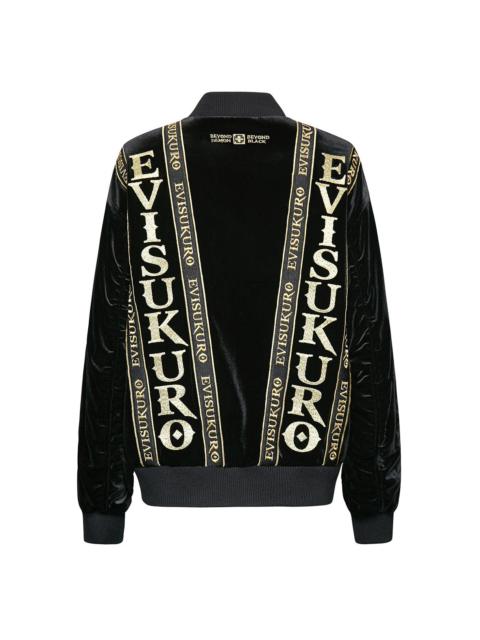 EVISU Logo Tape Padded Velvet Bomber Jacket
