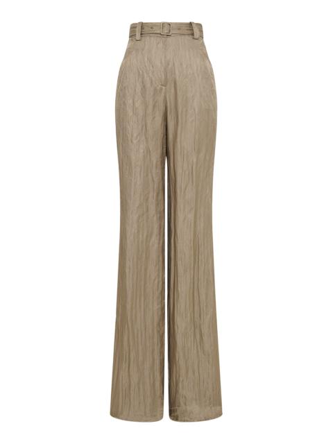 GABRIELA HEARST Norman High-Rise Metallic Silk Wide-Leg Pants bronze