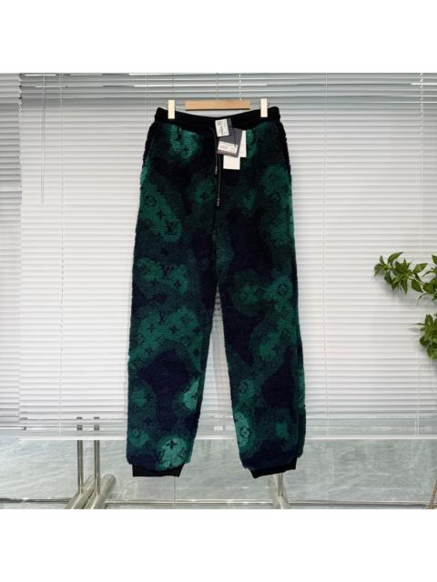 Louis Vuitton Louis Vuitton Camo All-Over Print Drawstring Wool Green Fleece Pants