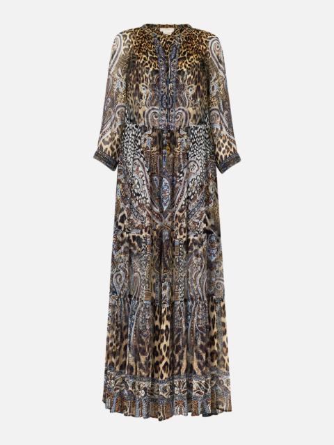 CAMILLA LONG GATHERED PANEL DRESS