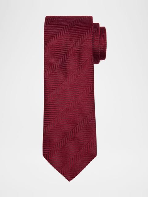 Brunello Cucinelli Men's Chevron Silk and Cotton Tie