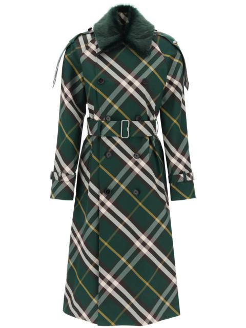 Burberry Kensington Trench Coat With Check Pattern