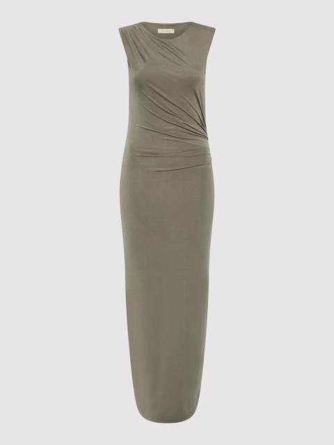 ST. AGNI Cupro Jersey Drape Dress - Smokey Olive