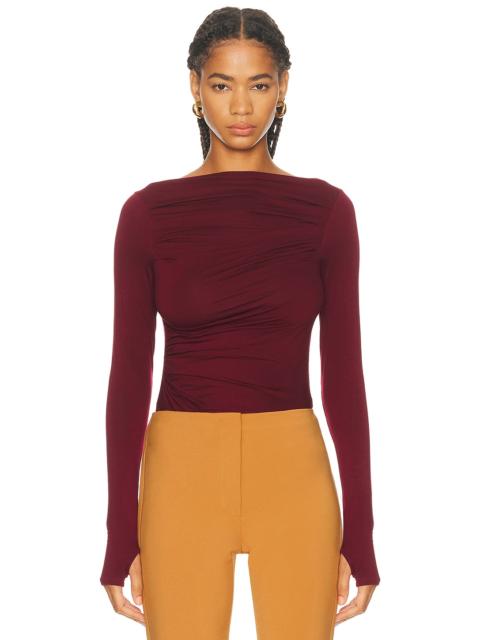 Enza Costa Fluid Jersey Draped Boatneck Top