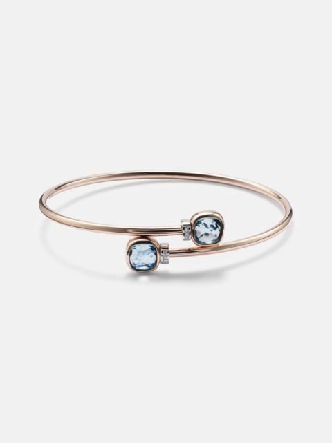 Pomellato Nudo 18kt white gold bangle with diamonds and topaz