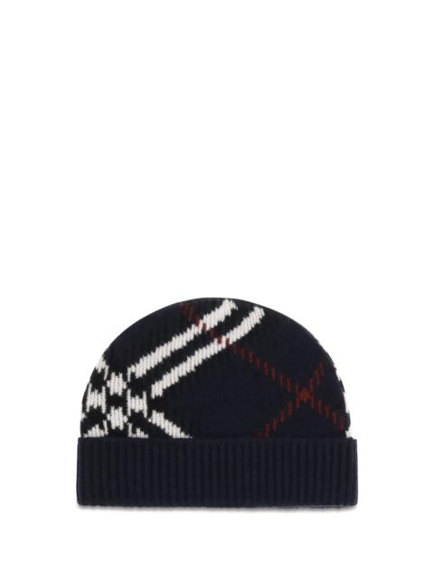 Burberry Burberry Check Cashmere-blend Beanie Ink Blue