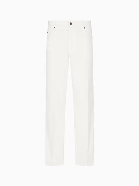 EMPORIO ARMANI J76 STRAIGHT-FIT FIVE-POCKET WASHED TWILL TROUSERS