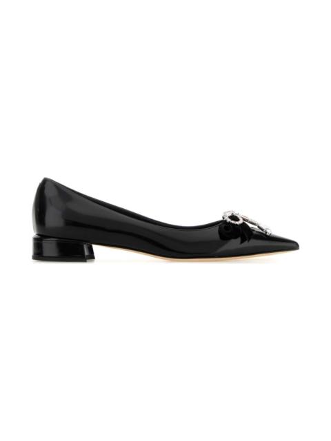 JIMMY CHOO Black Leather Auria Ballerinas