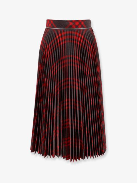 Burberry Pleated Wool Blend Skirt
