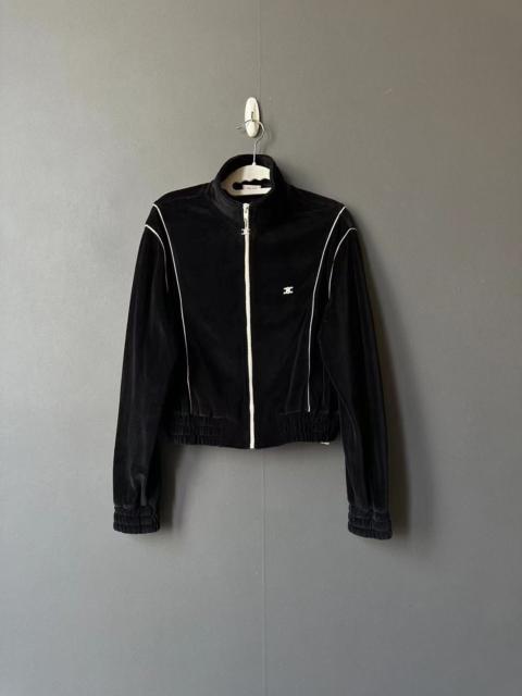 CELINE Celine black velvet Triomphe logo zip-up jacket