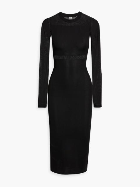 TOTEME Mesh-paneled stretch-knit midi dress