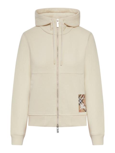 Burberry FELPA CON CAPPUCCIO E CERNIERA IN COTONE CON ETICHETTA CHECK