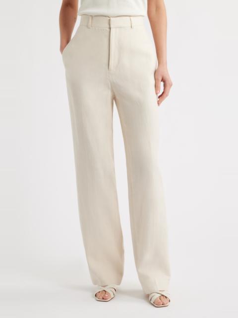 FRAME FRAME The Linen Blend Straight Leg Pants in White at Nordstrom