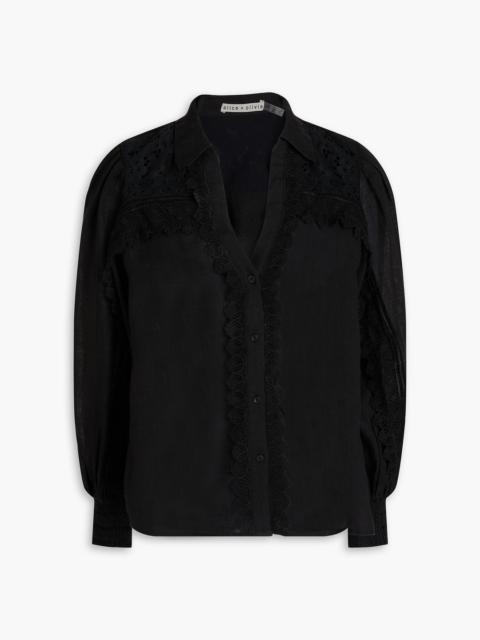 Alice + Olivia Lace-trimmed linen shirt
