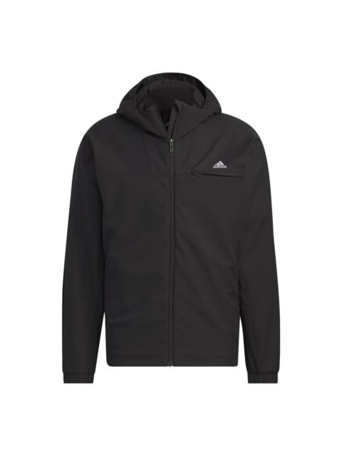 adidas Aadidas Regular Fit 3-Layer Bonded Fleece Hooded Full-Zip Jacket 'Black' IK7347