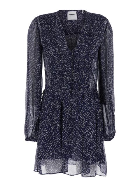 Isabel Marant Étoile Isabel Marant Etoile Women 'Loriena' Blue Dress With V Neck And All-Over Print In Viscose Woman