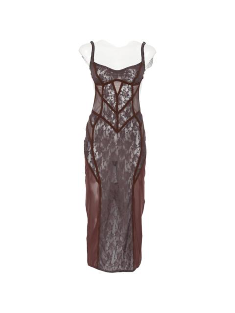 THE ATTICO The Attico Lace-panelled Midi Dress