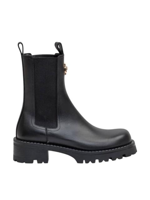 VERSACE Versace La Medusa Embossed Logo Black Leather Boots, Brand Size 36 ( US Size 6 )