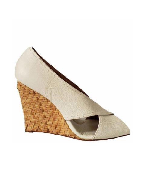 Other Designers BCBGMAXAZRIA - Raisa White Leather Wedge Sandal