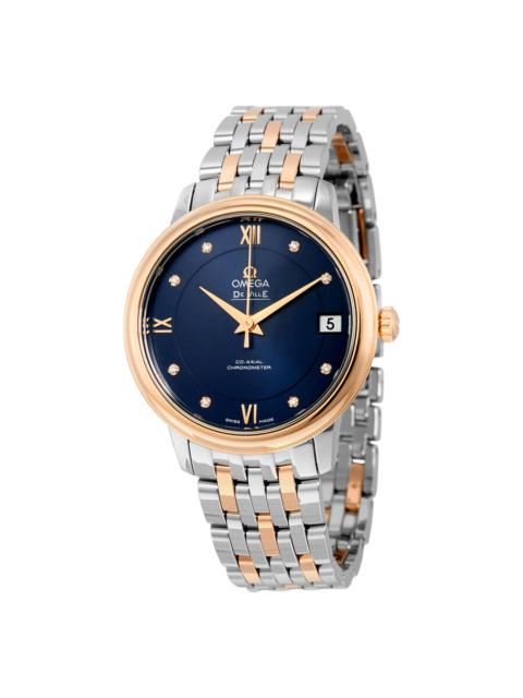 OMEGA Omega De Ville Prestige Co-Axial Automatic Blue Dial Stainless Steel and 18kt Rose Gold Ladies Watch