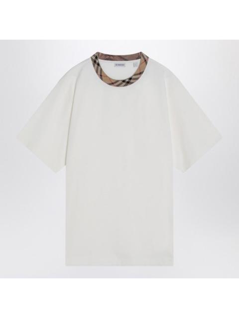 Burberry Burberry White Cotton T-Shirt With Check Finishes Men