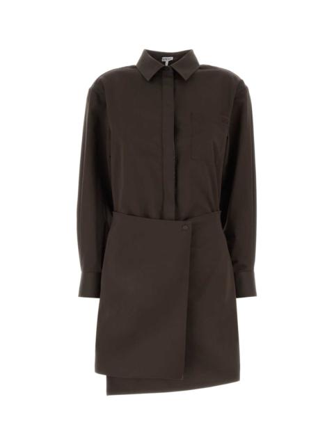 Loewe Loewe Women Chocolate Gabardine Mini Dress