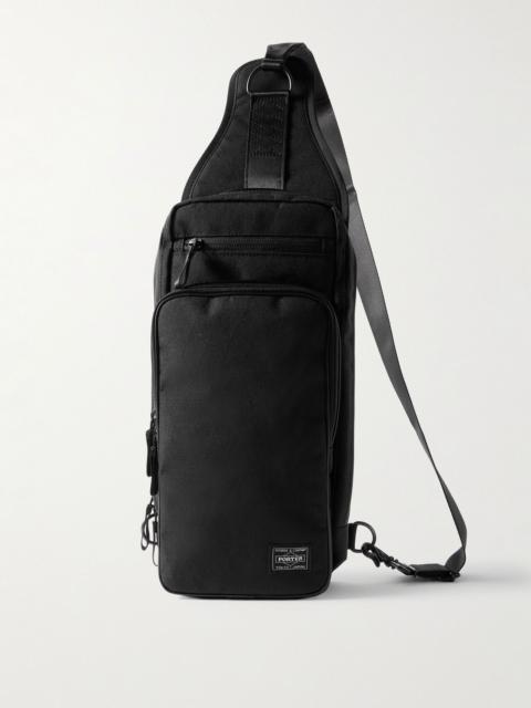 PORTER Hybrid Sling Logo-Appliquéd Canvas Backpack Black