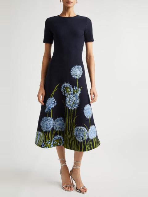 Oscar de la Renta Oscar de la Renta Allium Jacquard Knit A-Line Dress in Night Sky Multi at Nordstrom