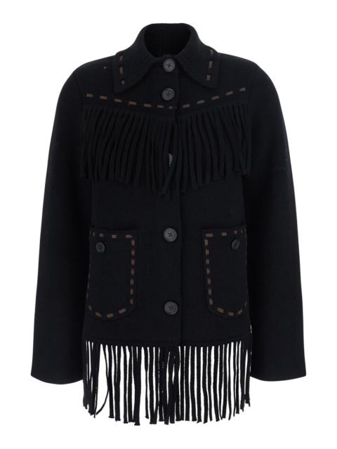 GUEST IN RESIDENCE Guest In Residence Women Black Leather Fringe Western Jacket For Women