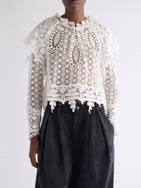Isabel Marant Isabel Marant Hyliana Crop Cotton Lace Top in White at Nordstrom
