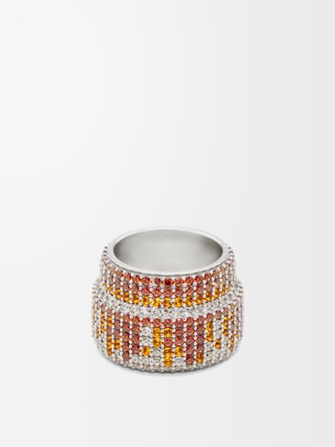 Loewe Large Pavé ring in sterling silver and crystals