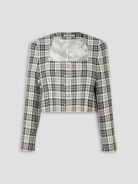 Alessandra Rich Cropped Prince of Wales checked wool jacket