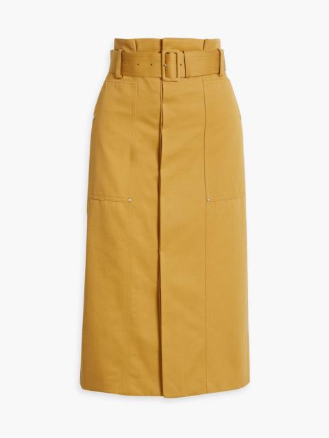 A.L.C. Maia belted cotton-twill midi skirt