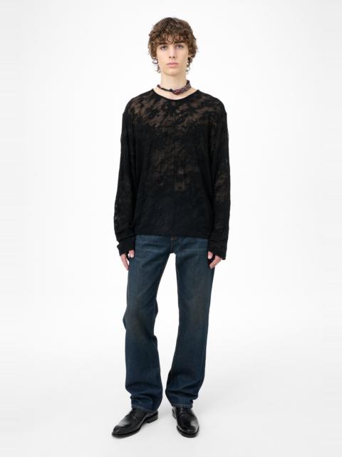 Our Legacy Double Lock U Neck Black Flower Jacquard Gauze