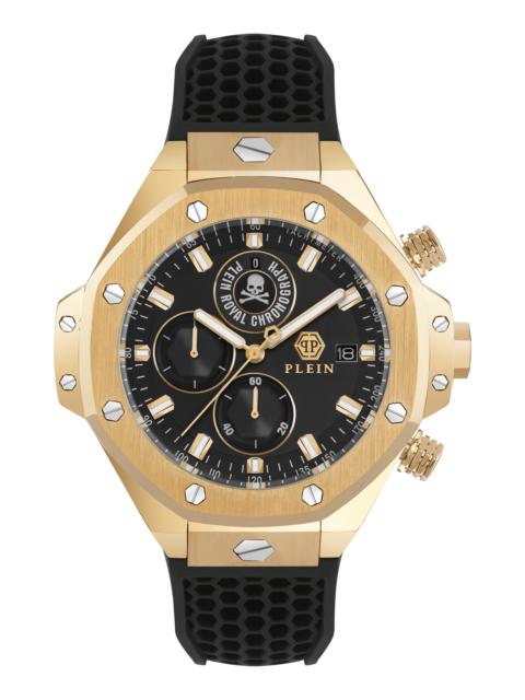 PHILIPP PLEIN PHILIPP PLEIN Plein Royal Chronograph Silicone Strap Watch, 46mm in Ip Yellow Gold at Nordstrom